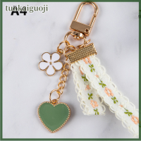 tuokaiguoji พวงกุญแจดอกไม้เกาหลี lanyard Ribbon Daisy จี้พวงกุญแจพวงกุญแจเสน่ห์กระเป๋า