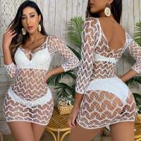 Ds059 Dresses Through See Clubwear Swimwear Vestido Bikini Suit Bathing Sleeves Long Fishnet Up Cover Bikini Mesh Sheer Sexy