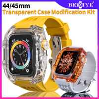 สาย สำหรับ Apple Watch SE2 7/8 Smart watch สายนาฬิกา Modification Kit นาฬิกา เคสสีใส+สาย i Watch Series 8 7 6 5 4 SE 45MM 44MM สายยางและเคสป้องกัน