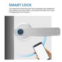 Smart Door Lock Keyless Entry Door Lock Keypad Door Lock with Handle, Fingerprint Door Lock with Tuya APP WiFi Control