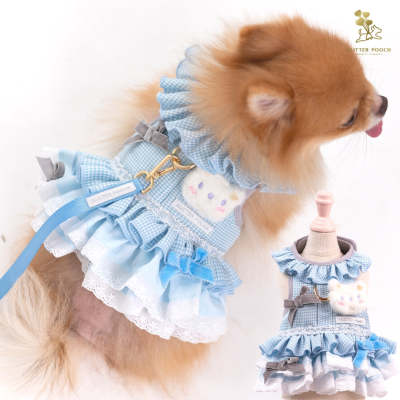 Glitter Pooch Harness ชุดรัดอก สายจูง เสื้อผ้า สุนัข, หมา, แมว, สัตว์เลี้ยง พร้อม สายจูง รุ่น Peekaboo Baby Bear Girl