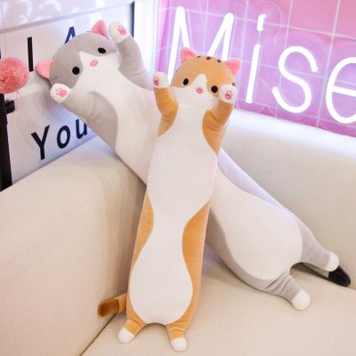 Cute Long Cat Plush Toys 70cm Stuffed Soft Pause Office Nap Doll Bed Sleepping Pillow Home Decor Birthday Gifts