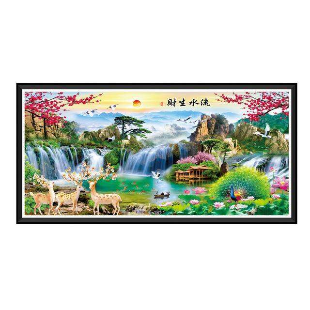 hot-elk-peacock-scenery-painting-printed-canvas-kits-embroidery-set-cotton-thread-needlework