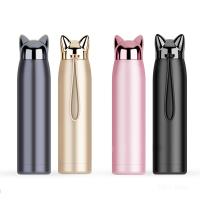 ๑ FSILE Double Wall Thermos Water Bottle Stainless Steel Vacuum Flasks Cute Cat Fox Ear Thermal Coffee Tea Milk Travel Mug