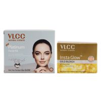 Vlcc Platinum Facial Kit &amp; Insta Glow Bleach Combo (90 G)