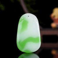 สีขาวสีเขียวหยกความปลอดภัยจี้สร้อยคอจีนแกะสลักน้ำหยดธรรมชาติ Jadeite แฟชั่นเสน่ห์เครื่องประดับพระเครื่องของขวัญสำหรับผู้หญิง