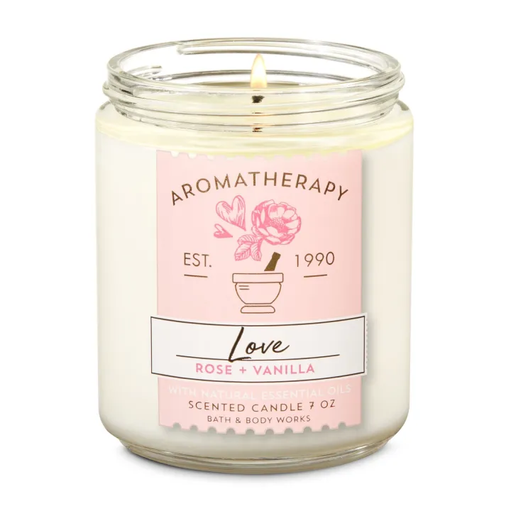 Bath And Body Works Love Rose Vanilla Single Wick Scented Candle 7 Oz