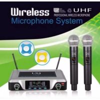 ไมค์โครโฟนไร้สาย ไมค์ลอยคู่ UHF wireless microphone dual channal professional l มีกระเป๋าหิ้ว ยางกันกระแทกไมโครโฟน LX200