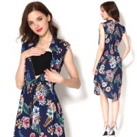 ✿✹ jiozpdn055186 maternidade verão vestidos estilo sem mangas pena padrão mulheres amamentação vestido para grávidas enfermagem saia