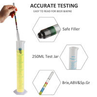 Triple Scale Hydrometer &amp; 250ml Plastic Measuring Cylinder For Wine, Beer, Mead And Kombucha Gravity ABV Tester Homebrewing Tool