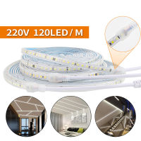 220V ไฟ LED Strip 2835ความปลอดภัยสูงความสว่างสูง120 Leds/m ไฟ LED แบบยืดหยุ่นกลางแจ้งแถบ LED กันน้ำ