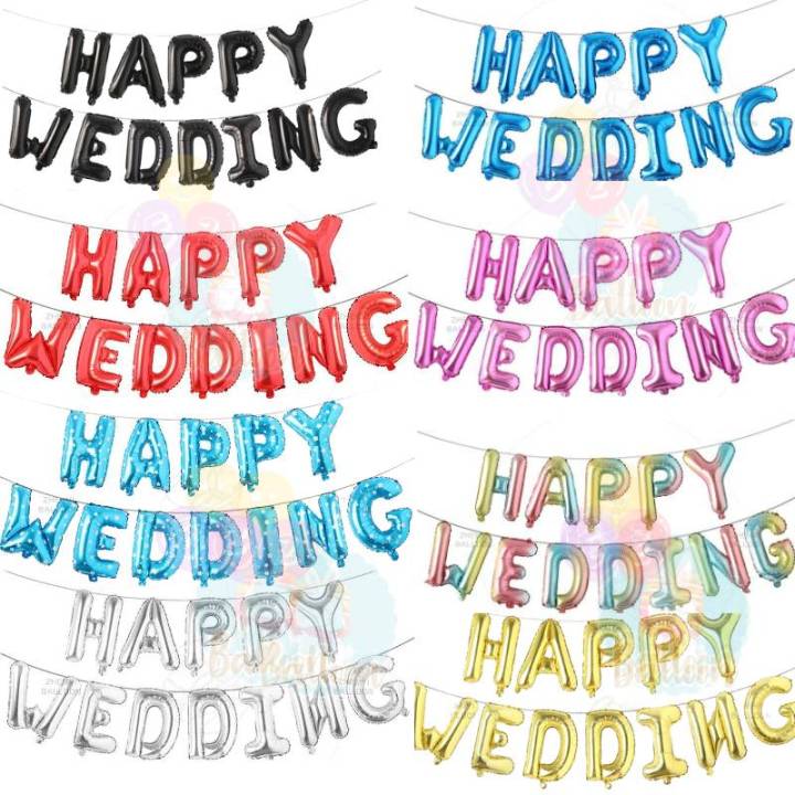 ลูกโป่งฟอยล์-ตัวอักษร-happy-wedding-ขนาด16นิ้ว