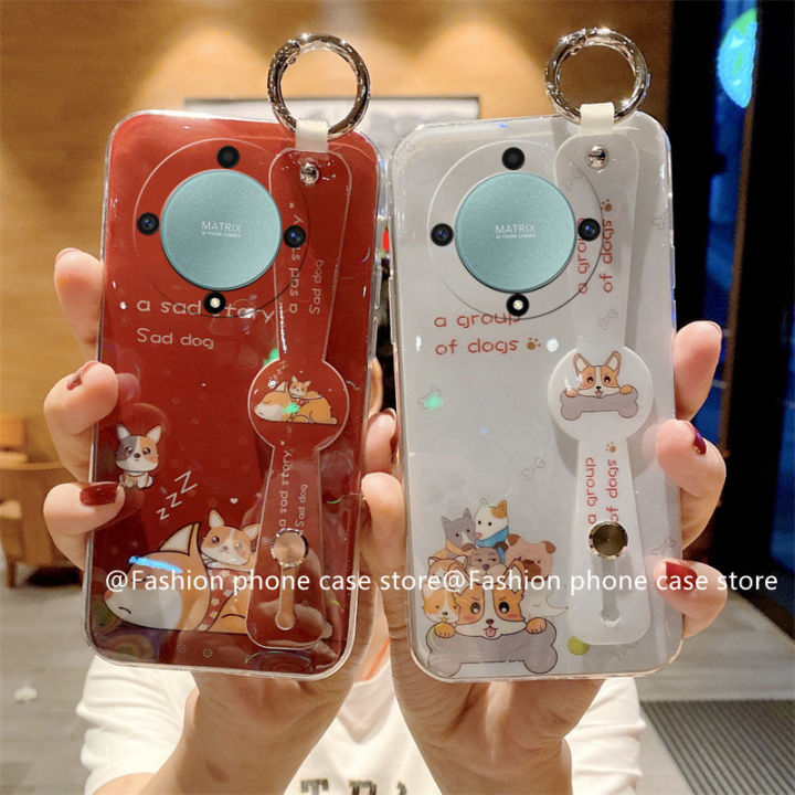 phone-case-เคส-honor-x7a-x9a-5g-ใหม่เคสลายการ์ตูนแวววาวพร้อมสายรัดข้อมือนุ่มฝาหลัง2023