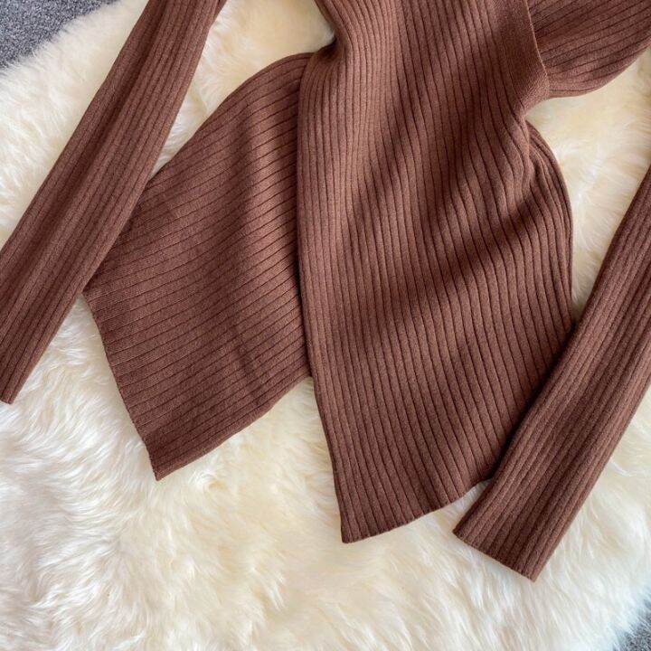 korean-style-women-ladies-autumn-winter-slim-knitted-knitwear-knit-v-neck-tops-long-sleeve-shirt-blouse-baju-baju-wanita-lengan-panjang