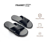 Dép Da Nam Franky Snake x Mark Slippers - Black Vân Da Rắn Bảo Hành 1 Năm