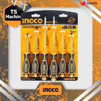 INGCO ชุดไขควง ปากแบน + ปากแฉก 6 ตัวชุด รุ่น HKSD0628 ( 6 pcs screwdriver set ) / ไขควงชุด