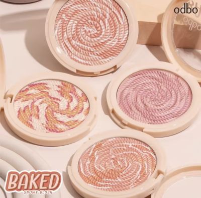 ODBOOD1308 BAKED SNOWY BLUSH โอดีบีโอ เบคท์ สโนวี่ บลัช บลัชออนเนื้อคุกกี้ฉ่ำเงา เพิ่มสีสันสวยสดใส ติดทน โกล์วสวย มีให้เลือก 4 เบอร์