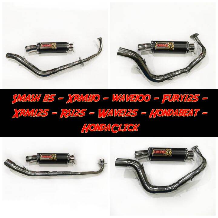 Daeng sai 4 Black Canister BigElbow FullSet Motorcycle Exhaust Muffler ...