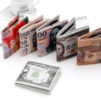Creative Currency Money Clips Print Pattern Wallet Storage Package PU Leather Dollar Euro Ruble Shape Compartment Coin Purse Bag Wallets
