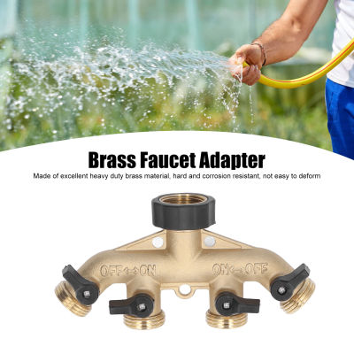 3 / 4in Hose Faucet Manifold Splitter 4 Way ท่อทองเหลืองแยกตัวเชื่อมต่อ Garden Hose Distributor