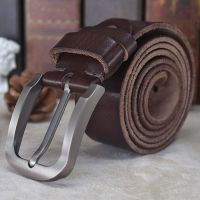 Mens belt top layer cowhide youth casual pin buckle belt mens genuine leather handmade trousers belt pure cowhide trendy and versatile 【JYUE】