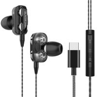 Type-C Headset Quad-Core Double Moving Coil Interface Suitable For Xiaomi 8 Letv Huawei Hot In-Ear Earplug 2023