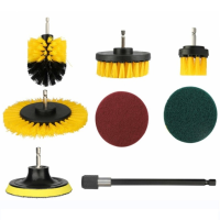 8pcs Set Drill Brush Detailing Car Cleaning Tools Power Scrubber Brush Wash Accessories 15cm Quick Release Lever Wheel Brush