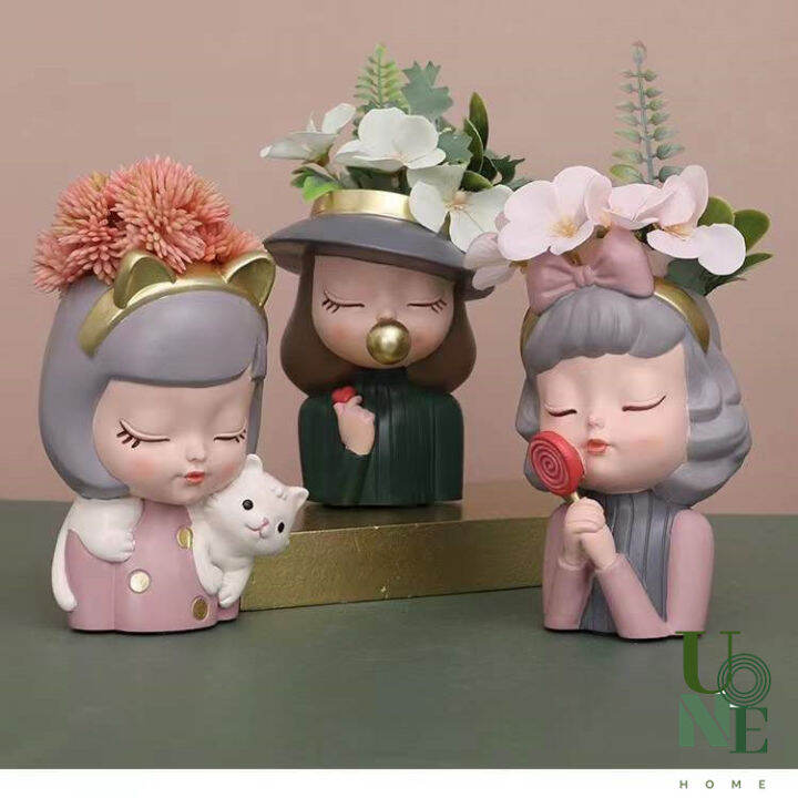 uonehome-พร้อมส่ง-h038-รูปปั้นกระถางดอกไม้-แต่งสวนน่ารัก-รูปปั้นเรซินเด็กสาว-สไตล์โมเดิร์น-ของแต่งบ้าน-แต่งสวน