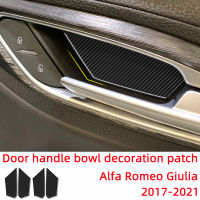 ประตูชามด้านใน Trim Patch ตกแต่งคาร์บอนไฟเบอร์สติกเกอร์รถสำหรับ Alfa Romeo Giulia 2017-2019อุปกรณ์ตกแต่งภายใน