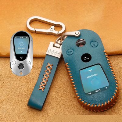 Genuine Leather For Mercedes Benz K700 LCD Display Screen Car Key Case Cover Fob Touch Screen Key Protection Case Bag Keychain