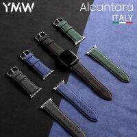 YMW ALCANTARA สายนาฬิกาอัจฉริยะสายหนังหนังนิ่มสำหรับสายนาฬิกาข้อมือ45มม. 44มม. 41มม. 49มม. สำหรับ Iwatch Ultar 8 7 6 SE