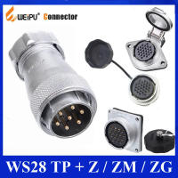 Original WEIPU WS28 TP Z ZM ZG Connector 2 3 4 7 8 9 10 12 16 17 20 24 26ขา TP โลหะสายปลั๊กสแควร์แผง Mount Socket