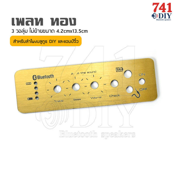 ชุดรวมอุปกรณ์-เพลท-stw2-ทอง-3วอ-ไม่ย้ายขนาด-4-2cmx13-5cm-สำหรับ-แอมป์-zk-502mt-มาพร้อม-อุปกรณ์เสริม-สวิตซ์-no-off-push-แจ็ค-dc-aux-วัดแบตเตอรี่-ครบ-by-741diy