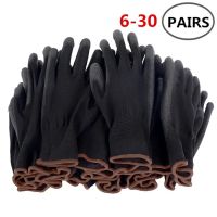 6-30 pairs of nitrile safety coated work gloves and palm mechanical obtained EN388