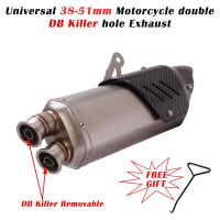 Universal 51mm Motorcycle Racing Exhaust Tail Escape Modified 2 Holes Muffler DB Killer For R25 Z900 Z1000 ZX10R GSXR 750 R1 PCX