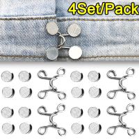 【LZ】 4Set Fivelas de Cintura Ajustável Calças Sem Prego Cintura Fivela Extensor Botão Safety Pin Jeans Apertar Cintura Ajustar Botão Instantâneo