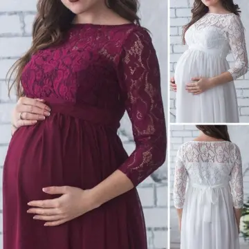 Lace Pregnant Women Off Shoulder Maternity Dress Photography Prop Photo  LongGown