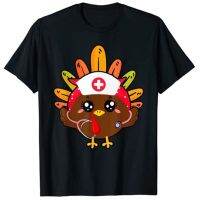 2023 NEWThanksgiving พยาบาลขัดท็อปส์สำหรับผู้หญิงน่ารักตุรกีพยาบาลเสื้อยืดผู้หญิงเสื้อ T