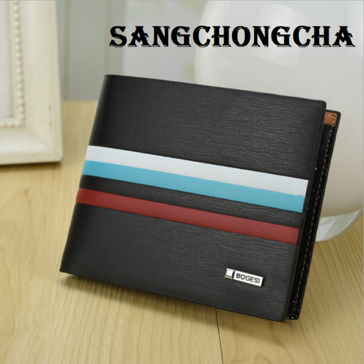 sangchongcha-bgh02-black-or-brown-กระเป๋าสตางค์-หนังpuคุณภาพสูง-กระเป๋าตังค์-สไตล์เกาหลี-กระเป๋าสตางค์พับ-ช่องบัตร11ช่อง