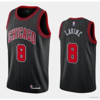 เสื้อกีฬาบาสเก็ตบอล BKB NBA Jersey Chicago Bulls 8# Lavine เสื้อกีฬาแขนกุด สีดํา พลัสไซซ์