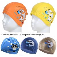 Cute Cartoon Swimming Cap for Children Elastic PU Waterproof Fabric Lovely Kids Long Hair Protect Ears Swim Pool Hat Free size Swim Caps