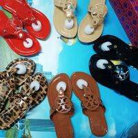 2023 toryburchˉSummer New Style Lacquer Shining Slippers Lady Style flip-flops Women Flat Beach Slippers