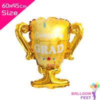 Balloon Fest ลูกโป่งถ้วยรางวัล congrats ขนาด 60x45 ซม. ลูกโป่งบัณฑิต ลูกโป่งปัจฉิม Congratulations