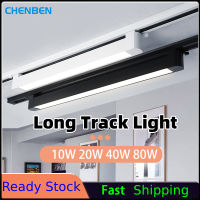 CHENBEN ไฟสปอตไลท์ติดเพดาน10W 20W 40W ไฟรางสปอตไลท์แบบ LED ไฟส่อง LED แนวเส้นตรงไฟเฉพาะจุดรางอะลูมิเนียมสำหรับบ้านห้องนั่งเล่นชุดเชฟร้านค้า