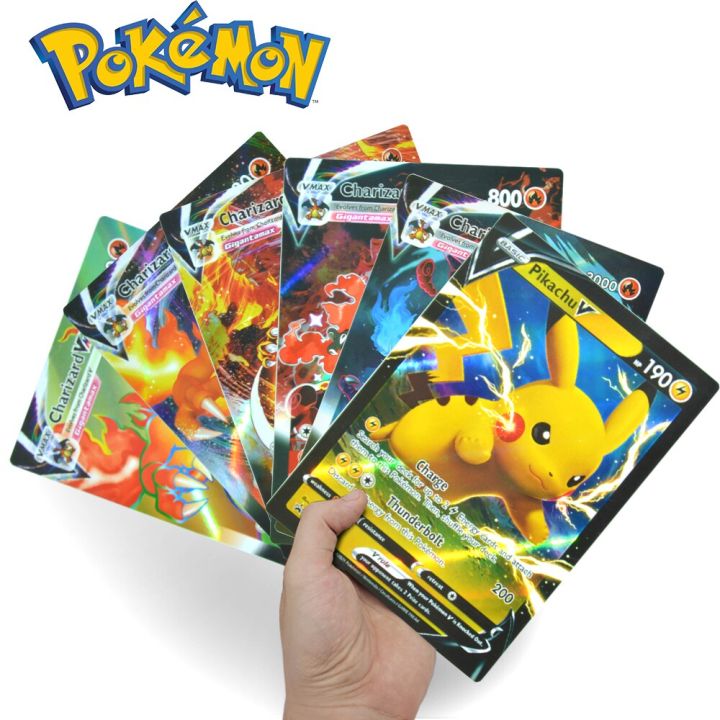 Anime pokemon raro cartões de metal v vmax 25th mewtwo charizard pikachu  arceus treinador lillie jogo