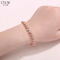 17KM New Diamond Heart Set Diamond Roman Bracelet Niche Design Sense Ins Simple Crystal Zircon Bracel