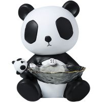 Creative Cute Animal Sculpture Storage Tray Resin Panda Candy Small Objects Glass Storage Tray Home Decoration Gifts
