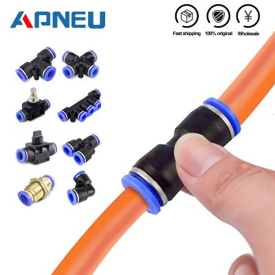 Pneumatic Fitting Hose Connector Tube Plastic Joint Compressor Push-in Quick Release Pipe for 4mm 6mm 8mm 10mm 12mm Pu Py Pipe Fittings Accessories