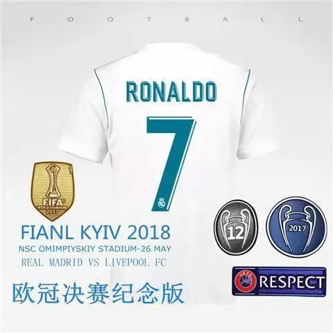 Ronaldo #7 Real Madrid 2017-2018 UEFA Long Sleeve White Jersey