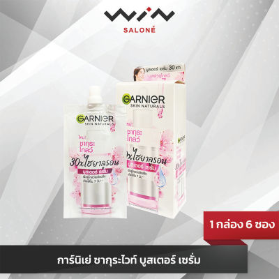 Garnier การ์นิเย่ สกิน แนทเชอรัลส์ ซากุระ ไวท์ ไฮยาลูรอน บูสเตอร์ เซรั่ม ขนาด 7.5 มล. (1กล่อง 6ซอง)